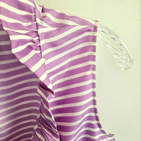 Devon Baer lavender silk stripe top with ruffle - Picture 4 of 6